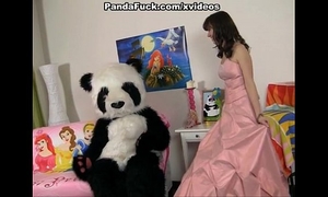 Young fairy revived toy panda and engulf
