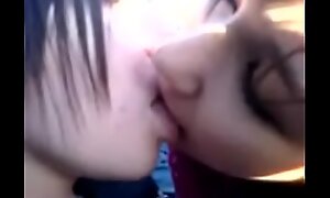 Closeup French Kissing Tongue licking Lesbians -