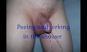 Peeing and jerking in the shower