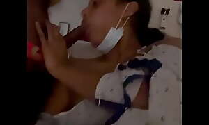 Risky sucking my bbc on the hospital bed